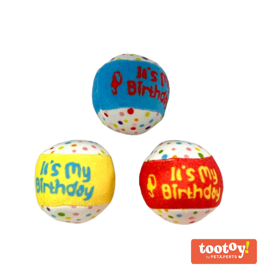 Tootoy! Comfort Happy Birthday Ball Conjunto de Bolas de T&eacute;nis com som para c&atilde;es , , large Imagem n&uacute;mero 2