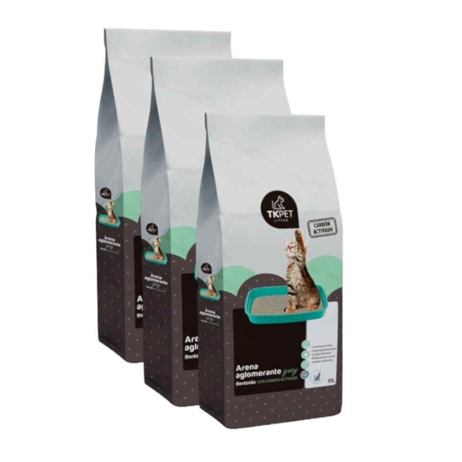 3 x 10 L TK-Pet Areia Aglomerante com Carv&atilde;o Ativo para Gatos Pack poupan&ccedil;a!, , large Imagem n&uacute;mero 1