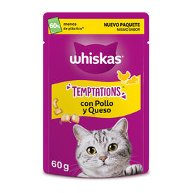 Whiskas Temptations Snacks Frango e Queijo para Gatos 