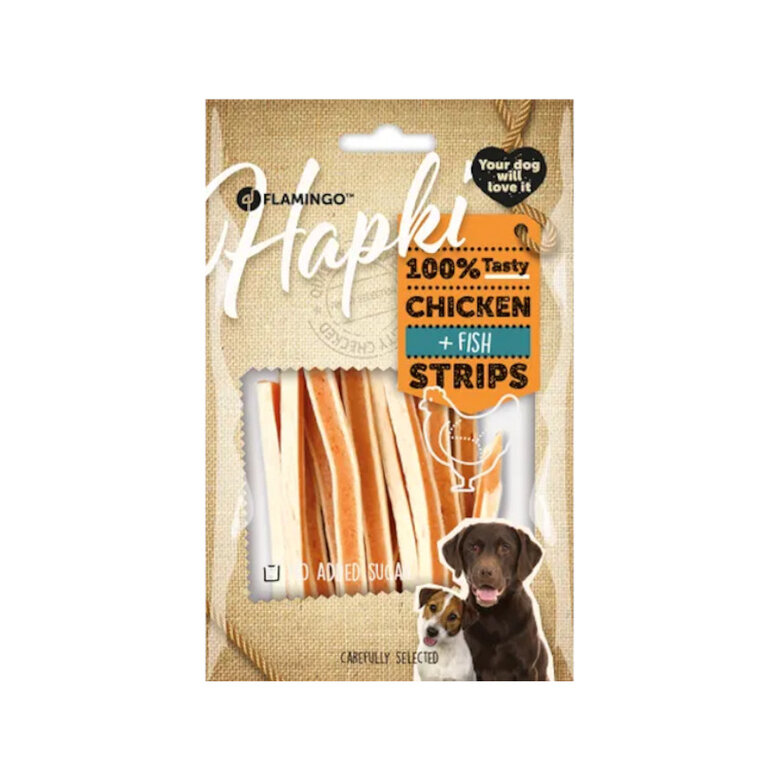 85 g Flamingo Hapki Tiras de de Frango e Peixe para Cães,  Imagem número 1 85 g Flamingo Hapki Tiras de de Frango e Peixe para Cães, , large Imagem número 1