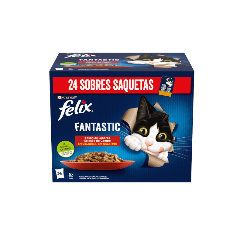 24 saquetas x 85 g Felix Seleção de carnes em gelatina,  Imagem número 1 24 saquetas x 85 g Felix Seleção de carnes em gelatina, , large Imagem número 1