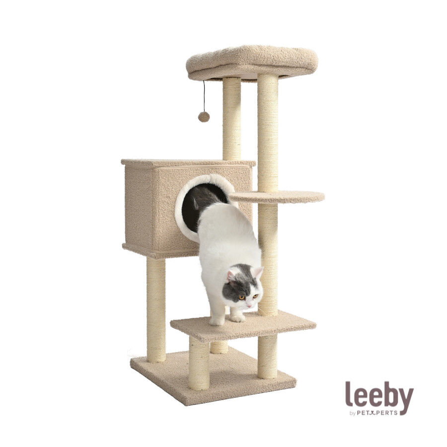 Leeby Boucle Collection &aacute;rvore arranhadora com cama nido e brinquedo para gatos, , large Imagem n&uacute;mero 2