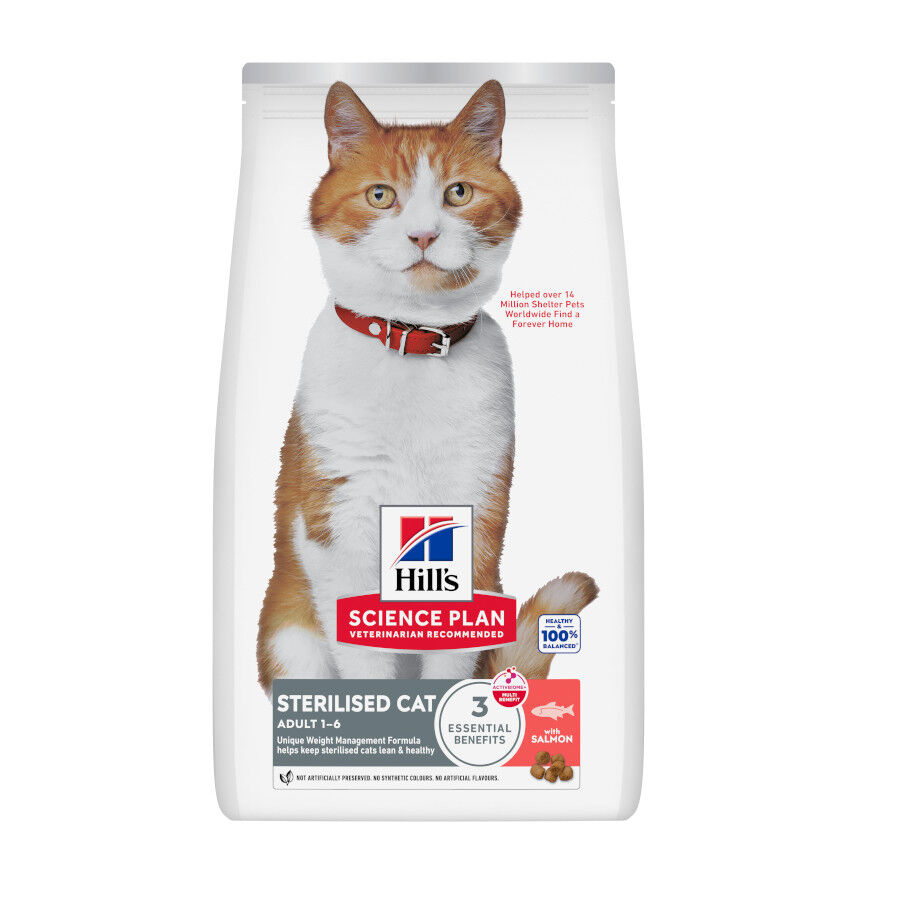 10 kg Ra&ccedil;&atilde;o Hill's Science Plan Sterilised Adult Ra&ccedil;&atilde;o de salm&atilde;o para gatos, , large Imagem n&uacute;mero 1