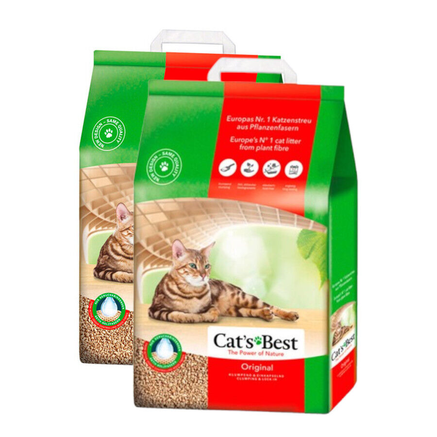 2 x 8.6 kg Cat's Best &Ouml;ko Plus Absorvente Vegetal para gatos Pack poupan&ccedil;a!, , large Imagem n&uacute;mero 1