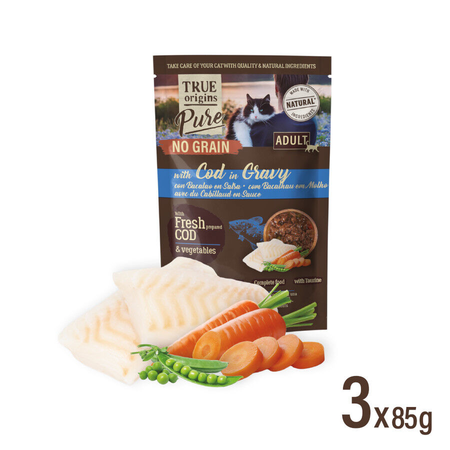 12 saquetas x 85 g True Origins Pure Comida h&uacute;mida de carne e peixe em saqueta para gatos &ndash; Multipack, , large Imagem n&uacute;mero 4