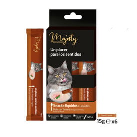 Majesty Snack l&iacute;quido de frango e vitela para gatos