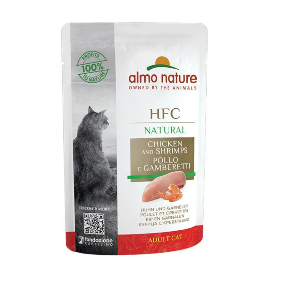 55 g Almo Nature HFC frango e camar&atilde;o saqueta para gatos, , large Imagem n&uacute;mero 1