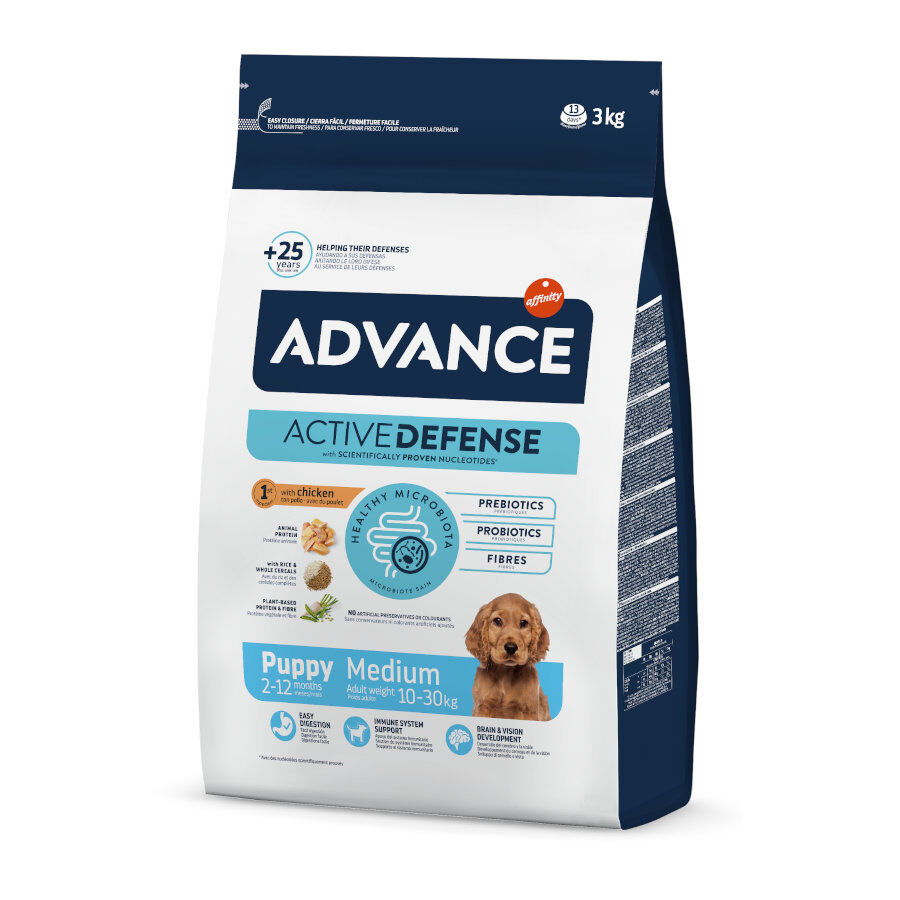 3 kg Advance Active Defense Medium Puppy Frango e Arroz ra&ccedil;&atilde;o para c&atilde;es, , large Imagem n&uacute;mero 1