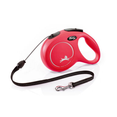 Flexi New Classic Trela extensível com cabo vermelho para cães