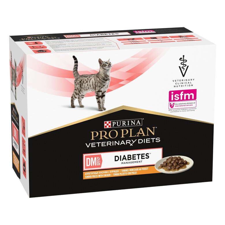 10 saquetas x 85 g Pro Plan Veterinary Diets DM saquetas para gatos ,  Imagem número 1 10 saquetas x 85 g Pro Plan Veterinary Diets DM saquetas para gatos , , large Imagem número 1