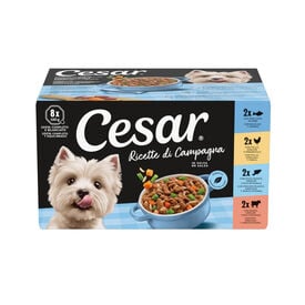 Cesar Recetas Camponesas Alimento H&uacute;mido em molho em terrina para c&atilde;es