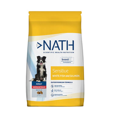 Nath Adult Medium / Maxi Sensitive Peixe Branco e Salmão ração para cães