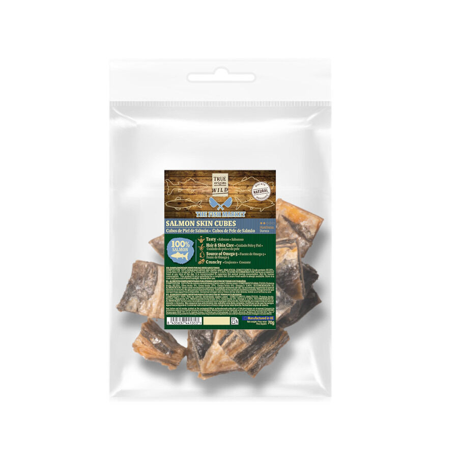 70 g. True Origins Cubos Piel de Salm&oacute;n Snack para perros, , large Imagem n&uacute;mero 2