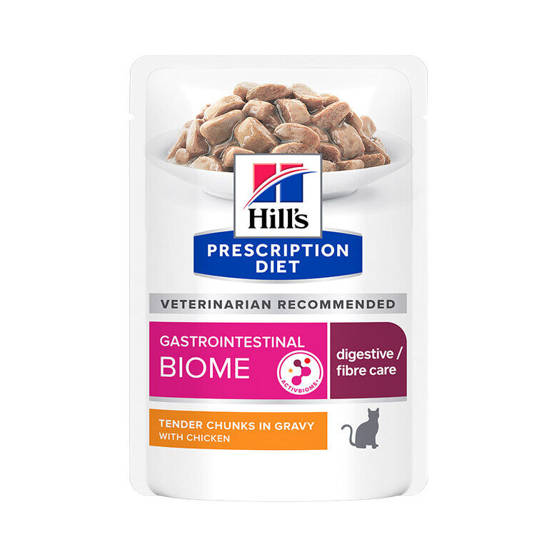 12 saquetas x 85 g Hill's Prescription Diet Feline GI Biome Digestive Care Frango e Legumes em molho Saqueta, , large Imagem n&uacute;mero 1