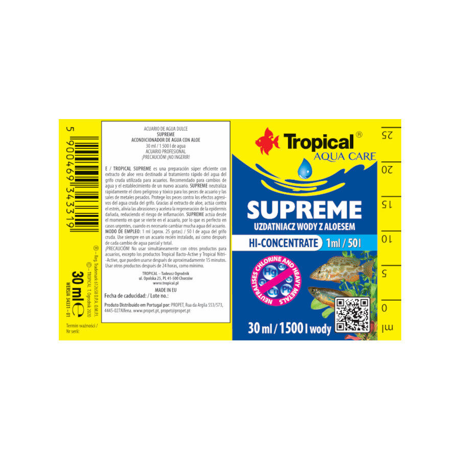 30 ml Tropical Supreme Acondicionador de &Aacute;gua com Alo&eacute; para aqu&aacute;rios de agua doce., , large Imagem n&uacute;mero 2
