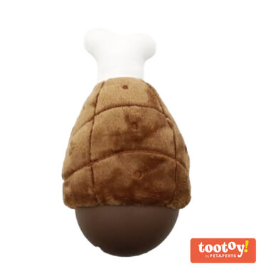 Tootoy! Comfort Chicken Leg Cuddler peluche porta-snacks para cães