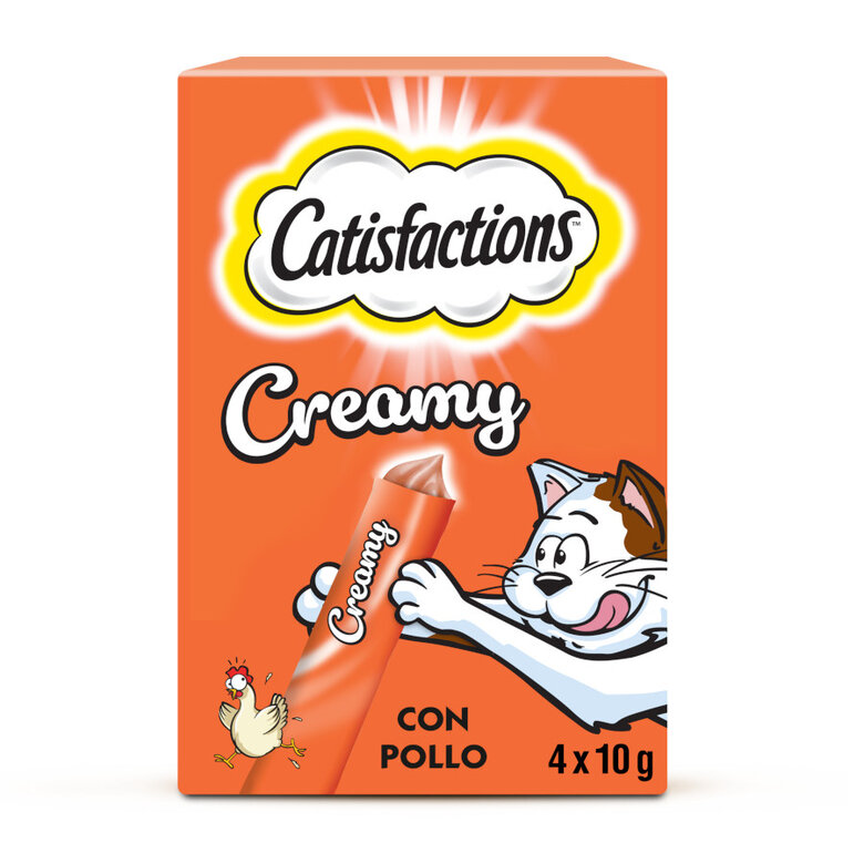 4 saquetas x 10 g Catisfactions Creamy Snack de frango cremoso para gatos,  Imagem número 1 4 saquetas x 10 g Catisfactions Creamy Snack de frango cremoso para gatos, , large Imagem número 1