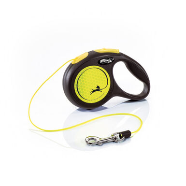 Flexi Neon Reflect Trela Extensível de Cabo Amarelo Neon