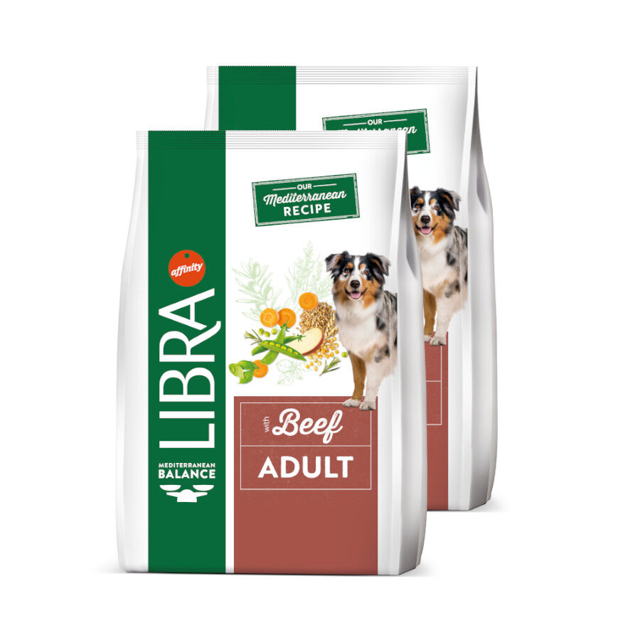 2 x 14 kg Libra Adult Carne de Vaca ra&ccedil;&atilde;o para c&atilde;es Pack poupan&ccedil;a!, , large Imagem n&uacute;mero 1