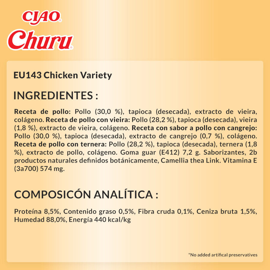 40 saquetas x 14 g Churu Variedades de Frango Snack L&iacute;quido para gatos, , large Imagem n&uacute;mero 7