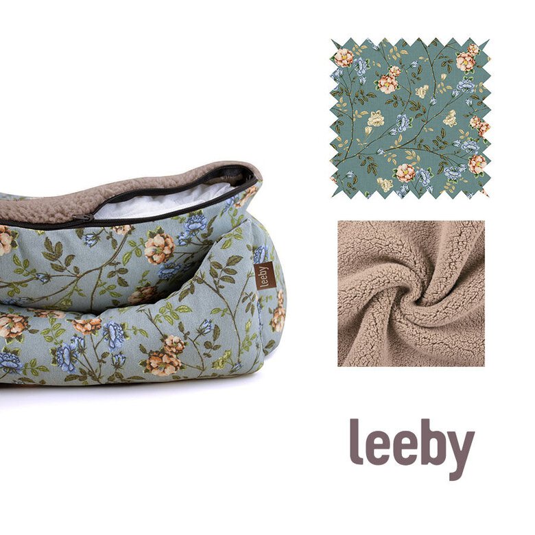 Leeby Alcofa com Capa Amovível Turquesa com Flores para cães,  Imagem número 5 Leeby Alcofa com Capa Amovível Turquesa com Flores para cães, , large Imagem número 5