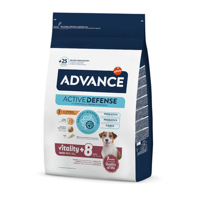 Advance Active Defense Senior Mini +8 Frango e Arroz ração para cães