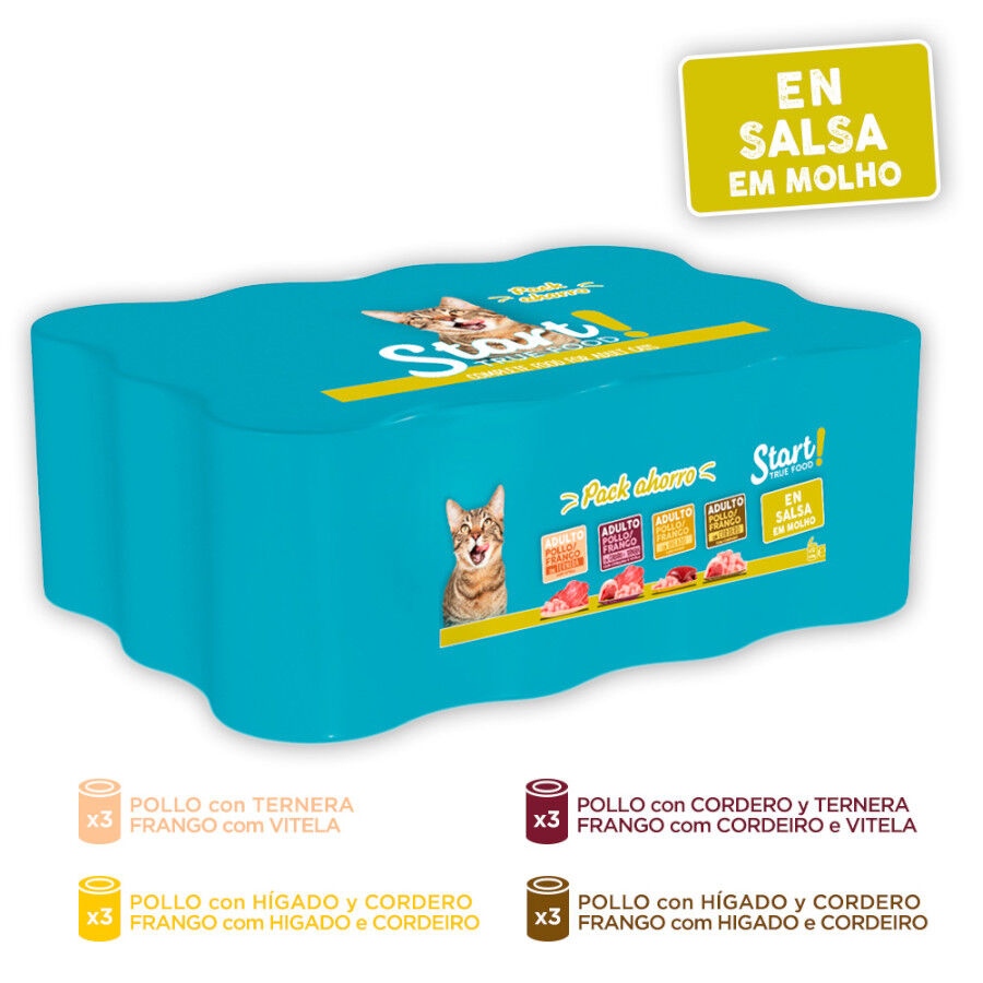 12 latas x 400 g Start Multipack de Carne em Molho para gatos, , large Imagem n&uacute;mero 2