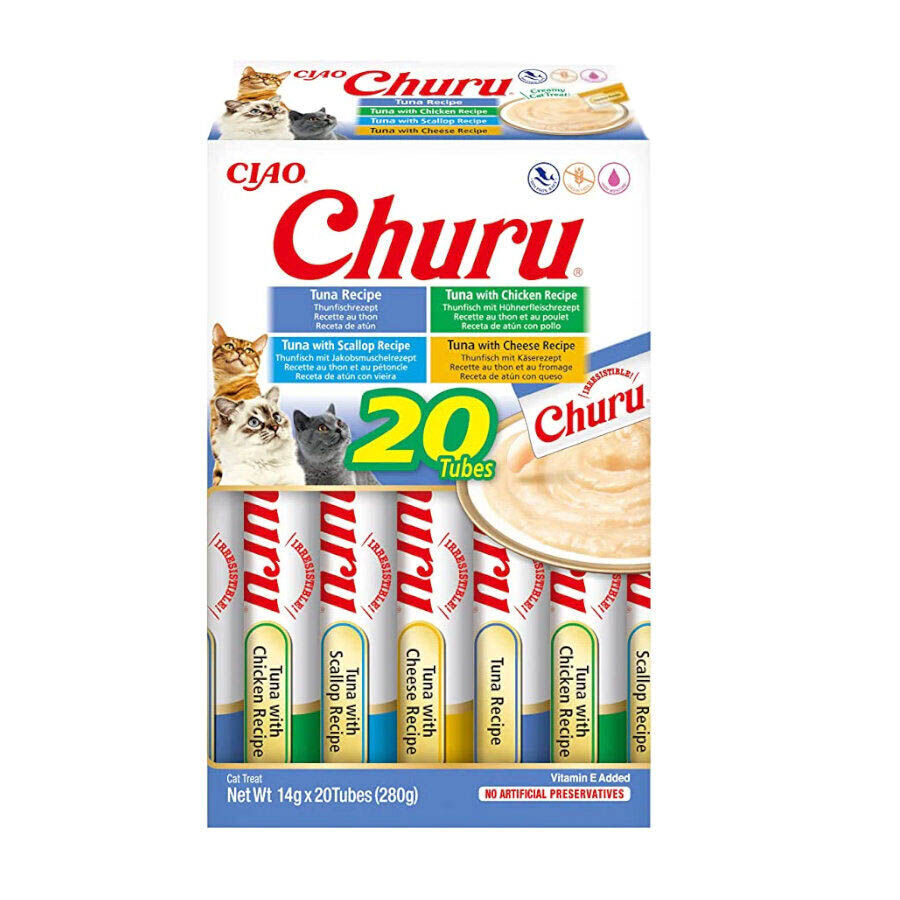 20 saquetas x 14 g Churu Variedades de Atum Snack L&iacute;quido para gatos, , large Imagem n&uacute;mero 1