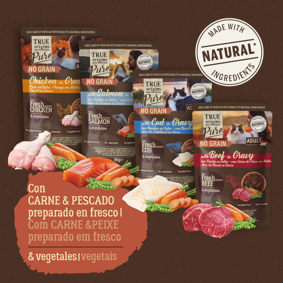 40 sobres x 85 g True Origins Pure Carne y Pescado Sobre para gatos &ndash; Multipack, , large Imagem n&uacute;mero 7
