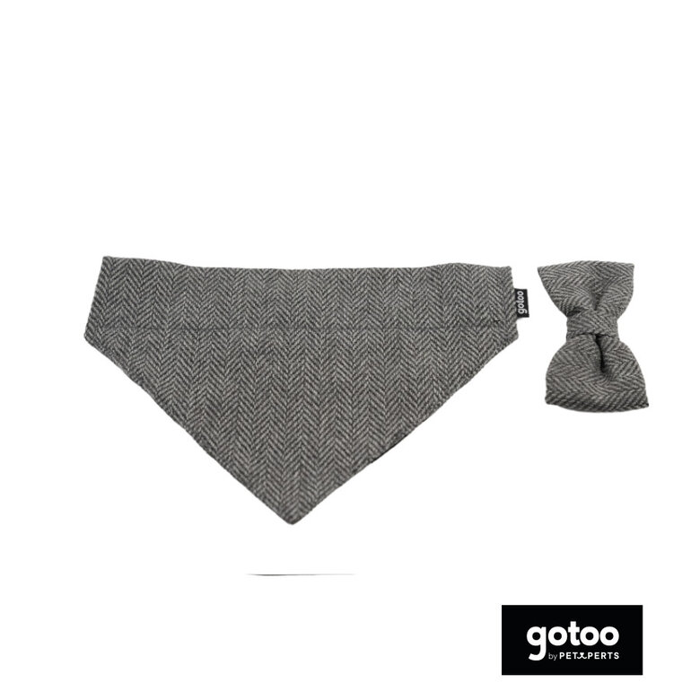 Gotoo Conjunto Bandana e Gravata espinha cinza para cães,  Imagem número 2 Gotoo Conjunto Bandana e Gravata espinha cinza para cães, , large Imagem número 2