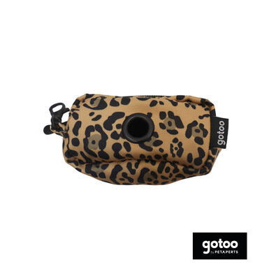 Gotoo Porta sacos estampado leopardo castanho para cães