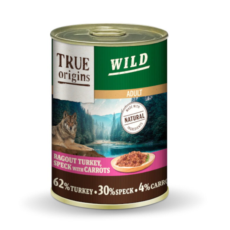 400 g True Origins Wild Adult Cubos de Peru com Speck e Cenouras em lata para cães,  Imagem número 1 400 g True Origins Wild Adult Cubos de Peru com Speck e Cenouras em lata para cães, , large Imagem número 1