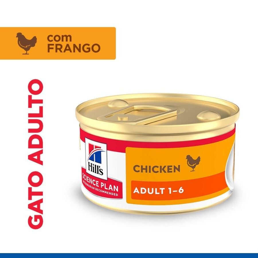 85 g Hill's Science Plan Adult Comida h&uacute;mida Mousse de Frango em lata para gatos, , large Imagem n&uacute;mero 1