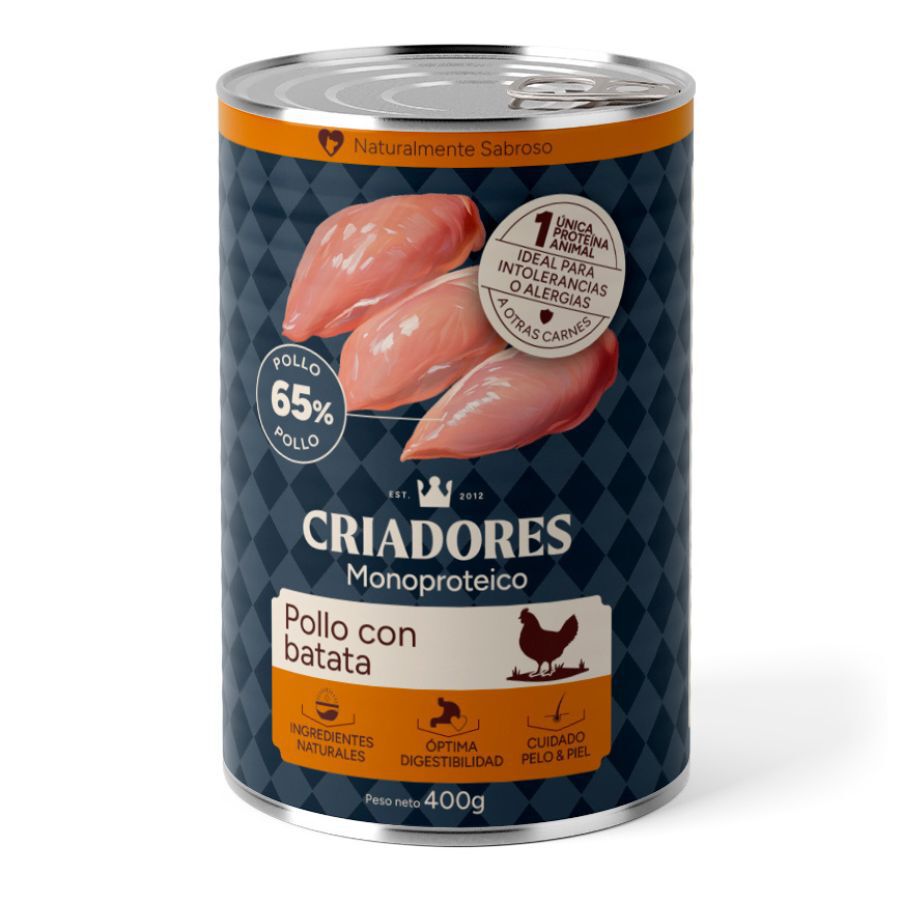 400 g Criadores Monoproteico Comida H&uacute;mida de Frango e Batata-doce em Lata para c&atilde;es, , large Imagem n&uacute;mero 1