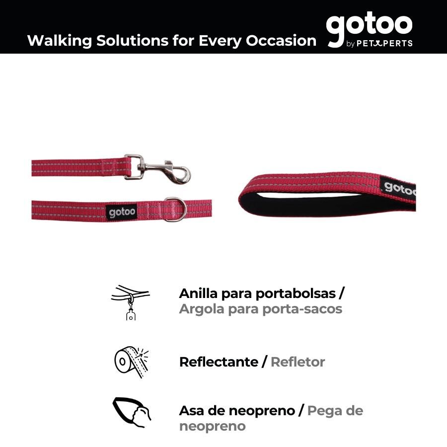 Gotoo Trela de nylon refletiva rosa para c&atilde;es, , large Imagem n&uacute;mero 3