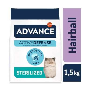 Advance Active Defense Sterilized Hairball Peru e Cevada ração para gatos