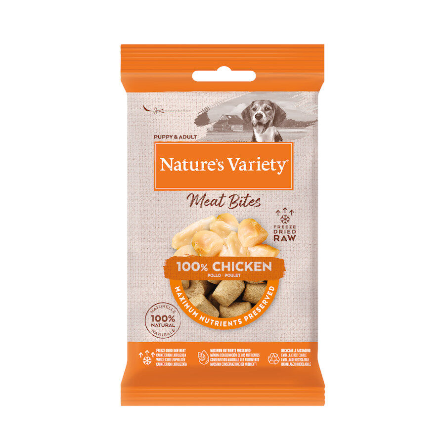 20 g Nature's Variety Snacks Meat Bites Frango Liofilizado para c&atilde;es, , large Imagem n&uacute;mero 1