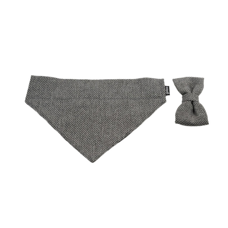 Gotoo Conjunto Bandana e Gravata espinha cinza para cães,  Imagem número 1 Gotoo Conjunto Bandana e Gravata espinha cinza para cães, , large Imagem número 1