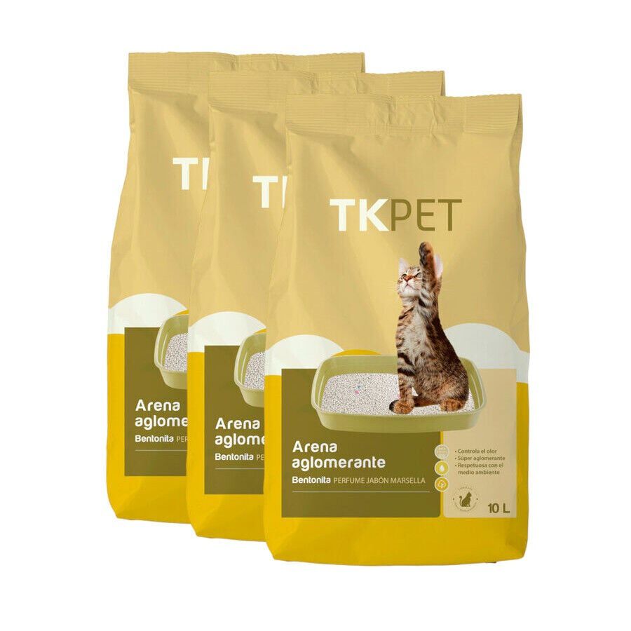 3 x 10 L TK-Pet Areia Aglomerante de Bentonite e Marselha para gatos Pack poupan&ccedil;a!, , large Imagem n&uacute;mero 1