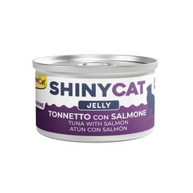 GimCat Shiny Cat Comida h&uacute;mida de Atum e Salm&atilde;o em gelatina em lata para gatos