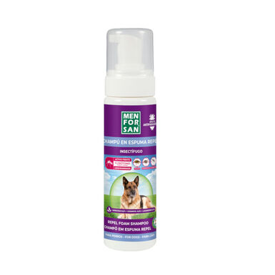 Menforsan Champô anti-insetos em espuma para cães e gatos