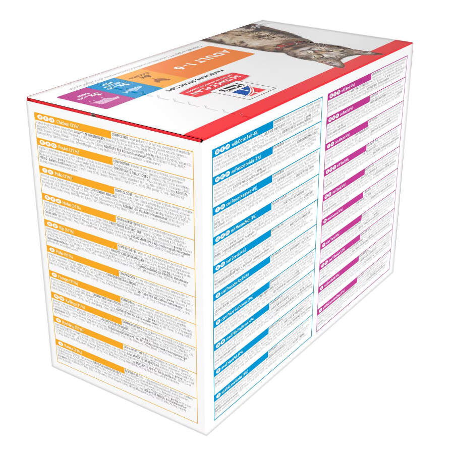 24 saquetas x 85 g Hill's Science Plan Adult Frango, Peixe Azul e Carne em Molho para Gatos Pack poupan&ccedil;a!, , large Imagem n&uacute;mero 4
