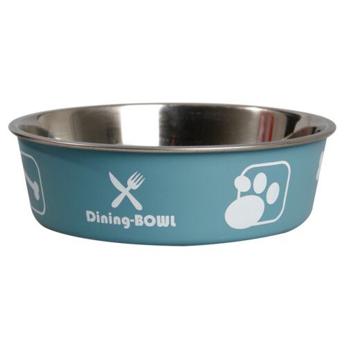 Flamingo azul huellas y huesos comedero mascotas Imagem n&uacute;mero 1