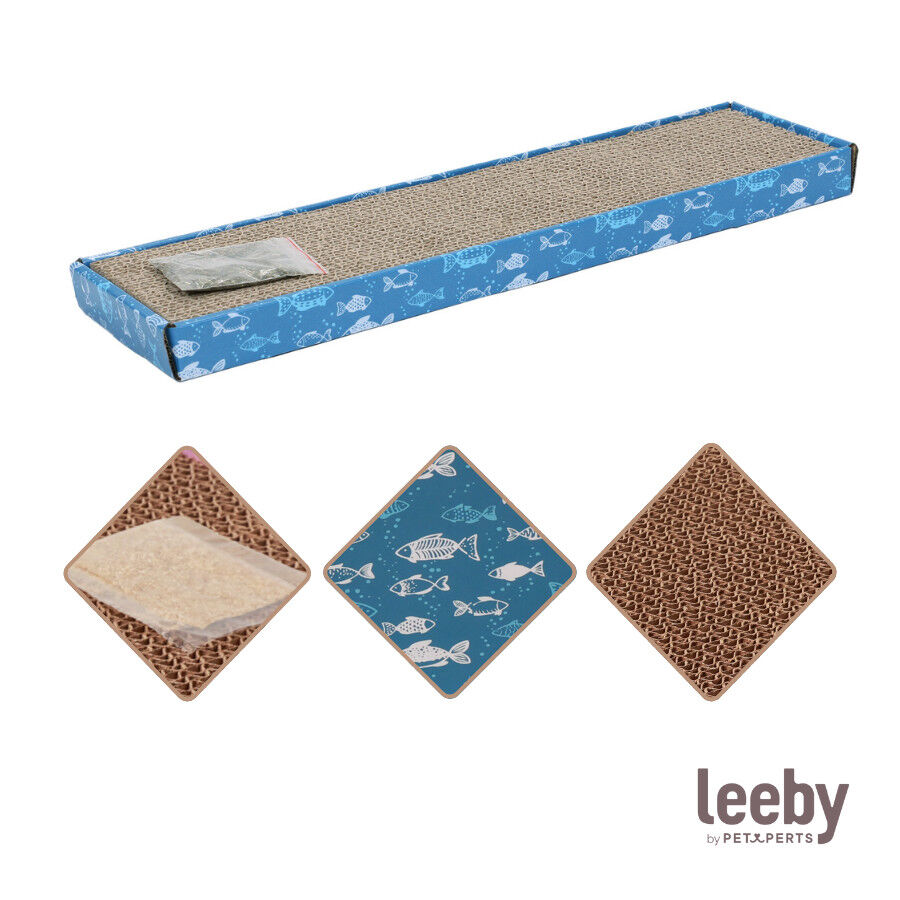 Leeby Fitz t&aacute;bua arranhadora de cart&atilde;o azul para gatos, , large Imagem n&uacute;mero 6