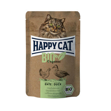 Happy Cat Bio Saqueta com frango e pato em molho para gatos