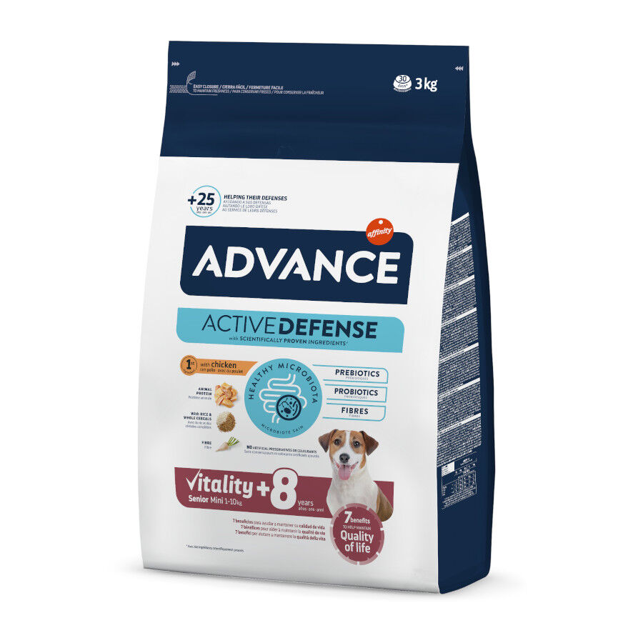 3 kg Advance Active Defense Senior Mini +8 Frango e Arroz ra&ccedil;&atilde;o para c&atilde;es, , large Imagem n&uacute;mero 1