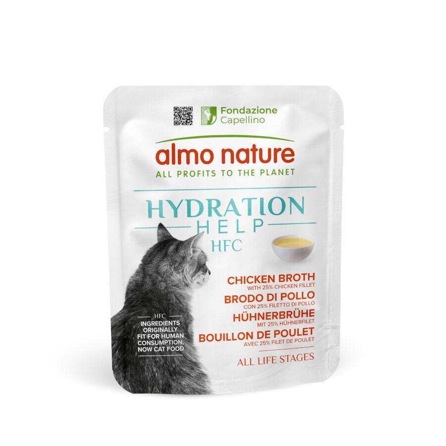 50 g Almo Nature HFC Hydration Help Sach&ecirc; de caldo de galinha para gatos, , large Imagem n&uacute;mero 1