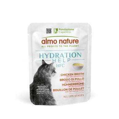 Sachê de caldo de galinha Almo Nature HFC Hydration Help para gatos