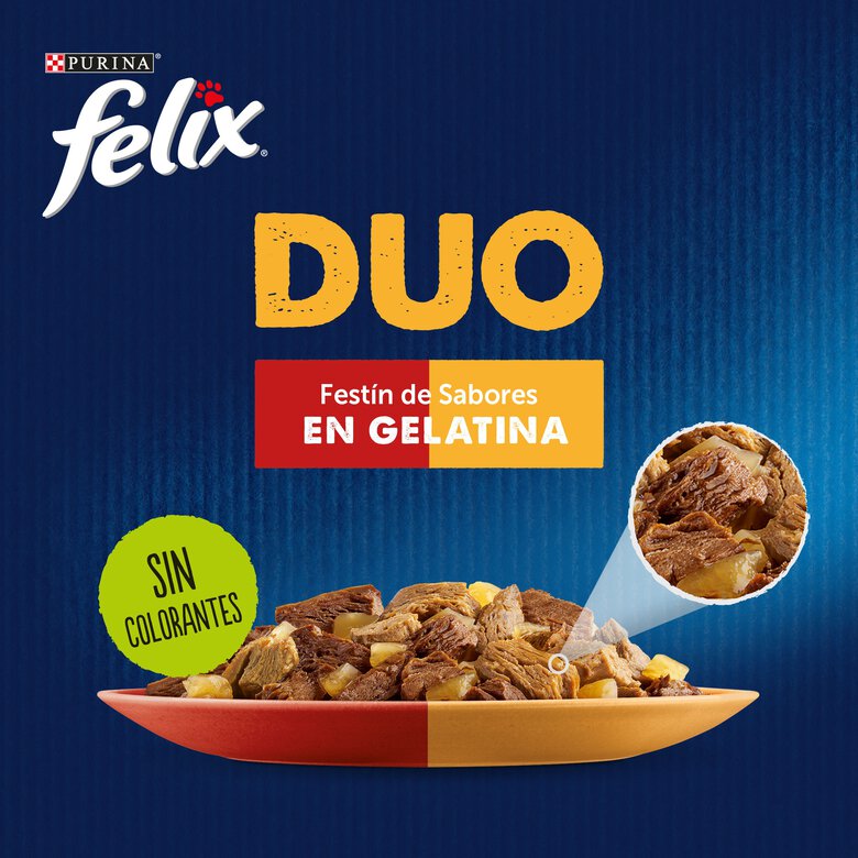 12 saquetas x 85 g Felix Fantastic Duo Carne em Gelatina saqueta,  Imagem número 2 12 saquetas x 85 g Felix Fantastic Duo Carne em Gelatina saqueta, , large Imagem número 2