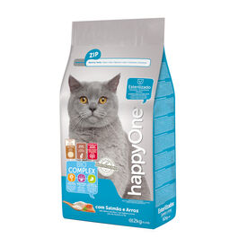 happyOne Esterilizado Ração de salmão e arroz para gatos
